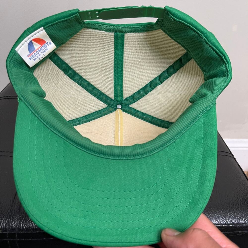 Baseball Cap Two Tone Snap Back Polyester Green W… - image 4